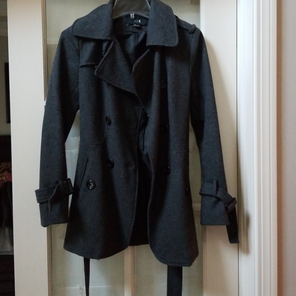 dark grey pea coat double breasted small